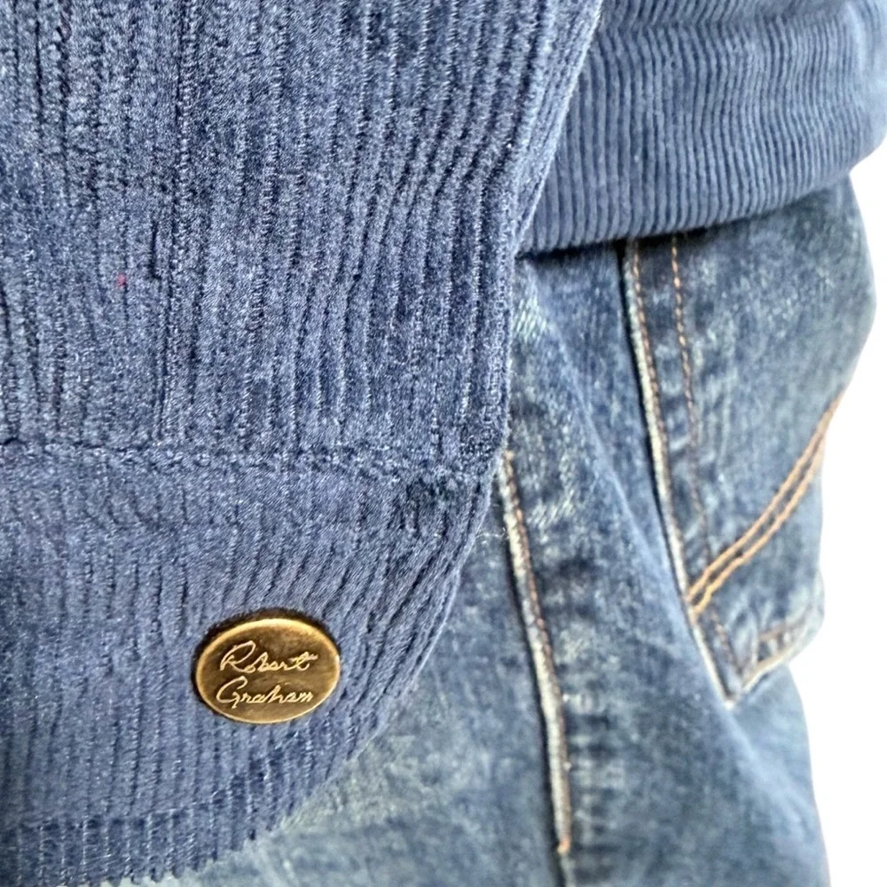 Robert Graham Men’s Size Medium Blue Snap Zipper Corduroy Ranch Jacket